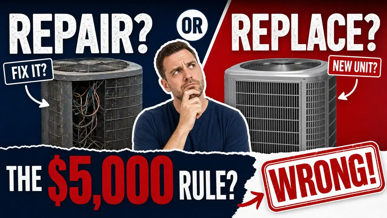 Repair or Replace Your AC? The $5,000 Rule vs Real AC Repair and Replacement Costs. Liberty Air and Electric on YouTube.